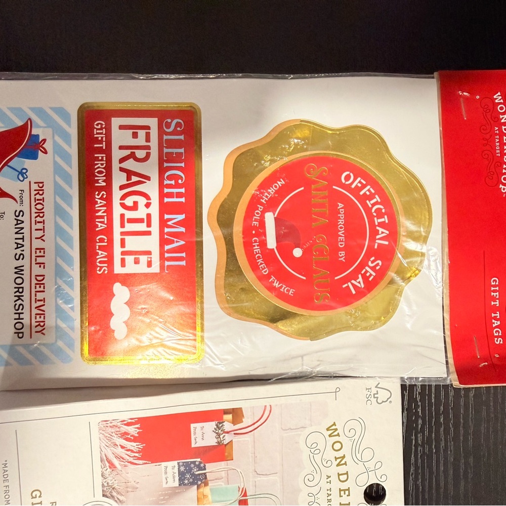 Santa Claus Gift Tags with Gold Seal